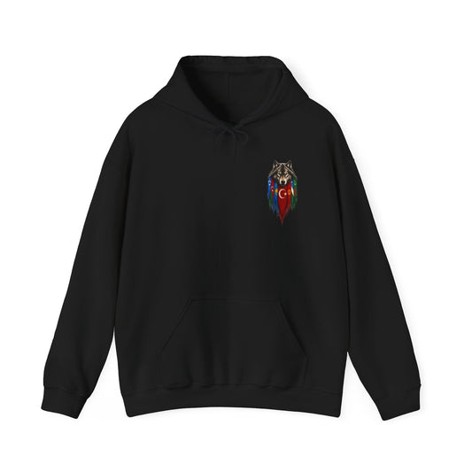 Turkish Wolf Hoodie — Anatolian Wolf Flag Graphic Hooded Sweatshirt